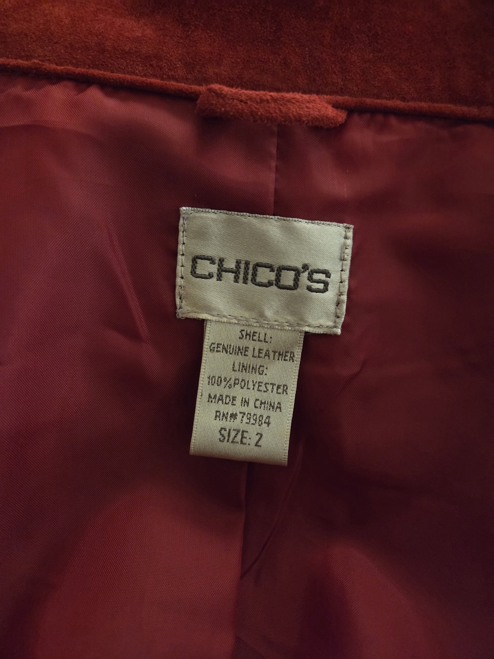 Chico's Red Ruffle-Front Suede Jacket - Picture 7 of 9